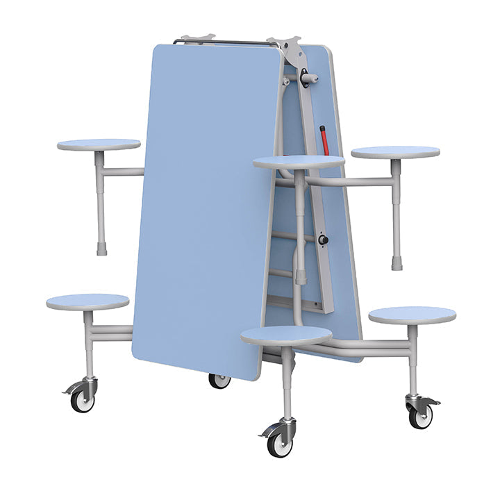 GoRoll Folding Table 8ft with 8 Stools GP41 Powder Blue