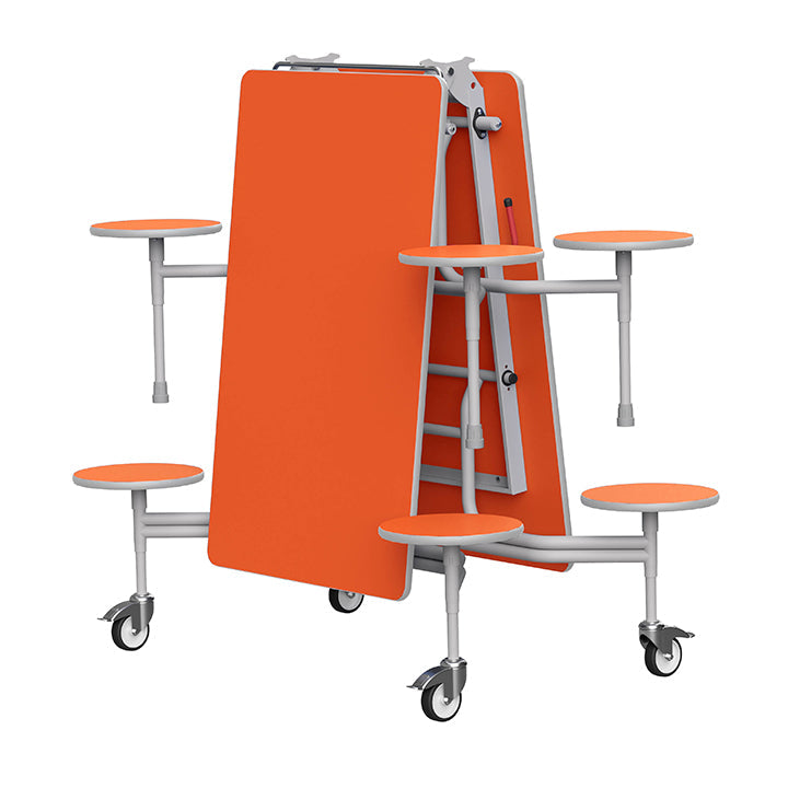 GoRoll Folding Table 8ft with 8 Stools GP42 Orange