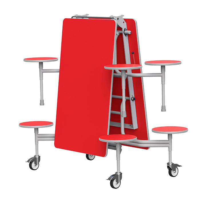 GoRoll Folding Table 8ft with 8 Stools GP43 Poppy Red