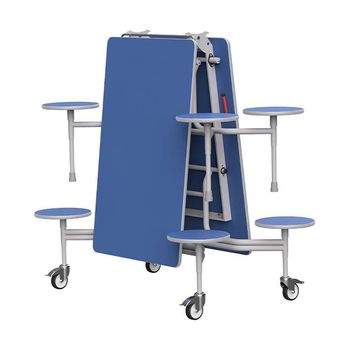 GoRoll Folding Table 8ft with 8 Stools GP44 Azure Blue