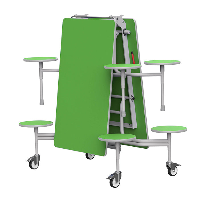 GoRoll Folding Table 8ft with 8 Stools GP45 Pea Green