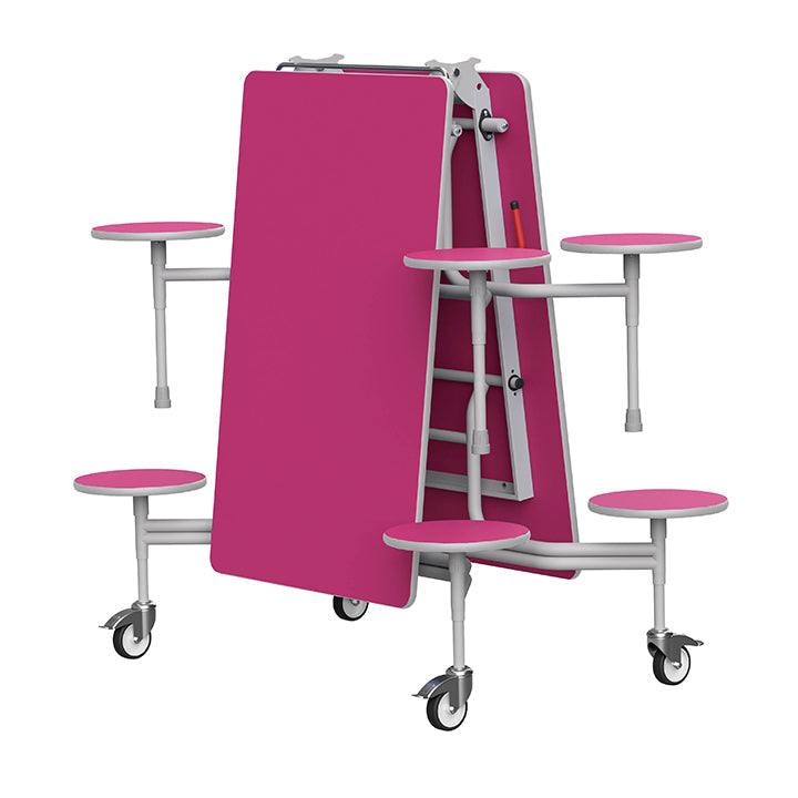 GoRoll Folding Table 8ft with 8 Stools GP46 Fuchsia