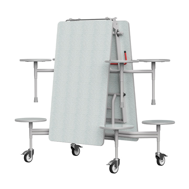 GoRoll Folding Table 8ft with 8 Stools GP64 Snow Grit