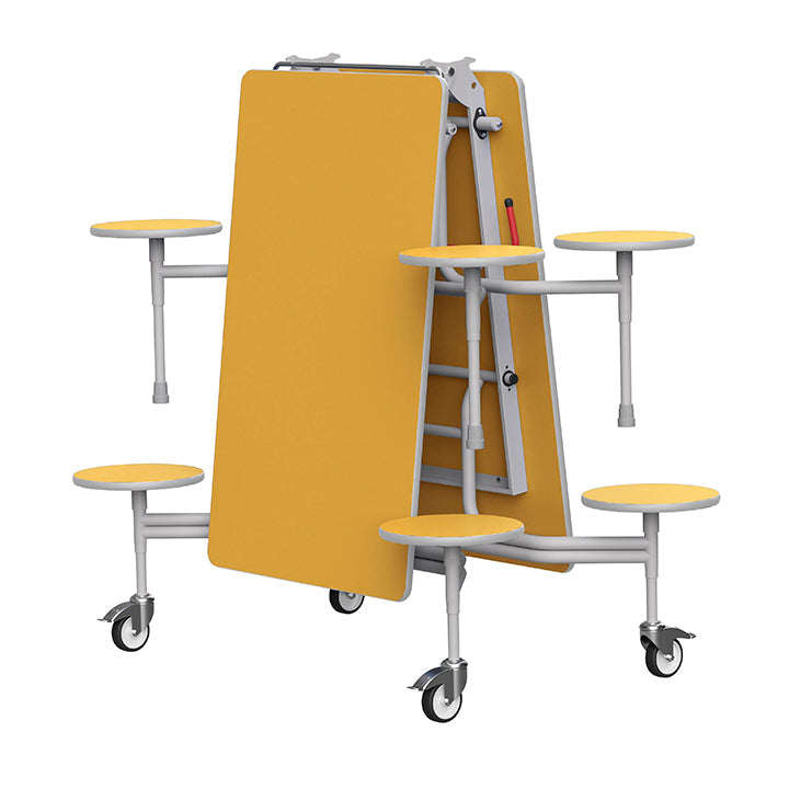 GoRoll Folding Table 8ft with 8 Stools GP71 Mustard