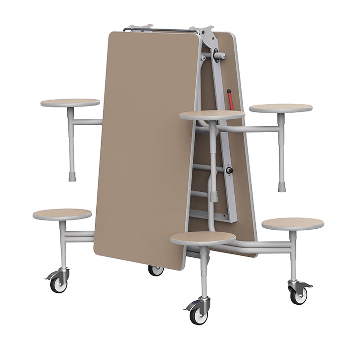 GoRoll Folding Table 8ft with 8 Stools GP72 Mocha
