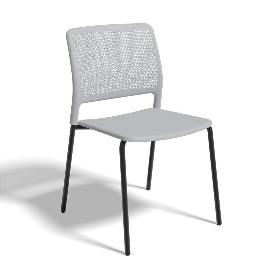 Grafton Stacking 4 Leg Chair on glides cool grey seat and back with black frame