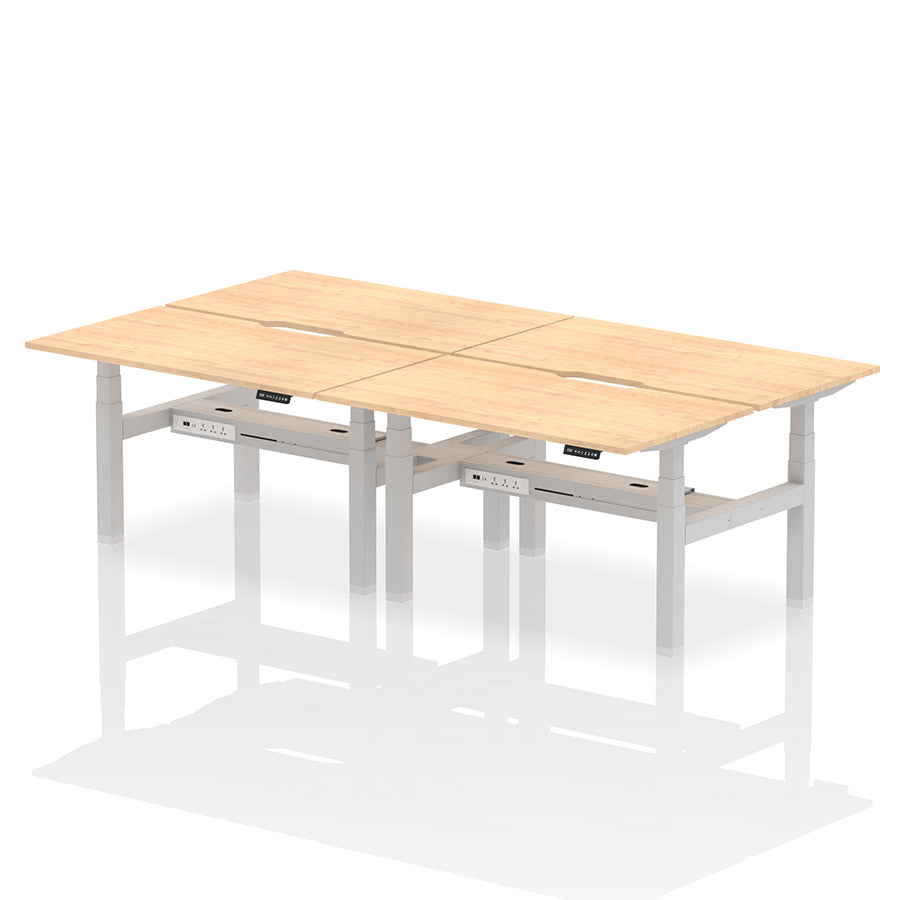 Air Back-to-Back Scalloped Edge Height Adjustable Bench Desk - 4 Person