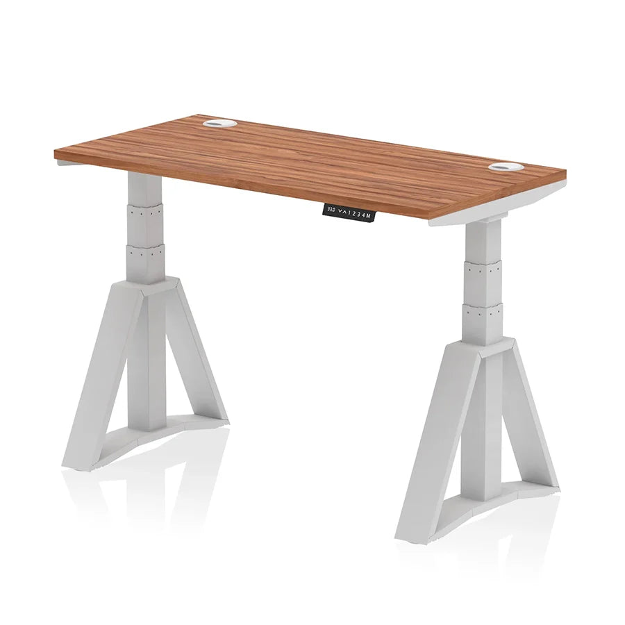 Air Height Adjustable Slimline Desk With Cable Ports With Piste Foot
