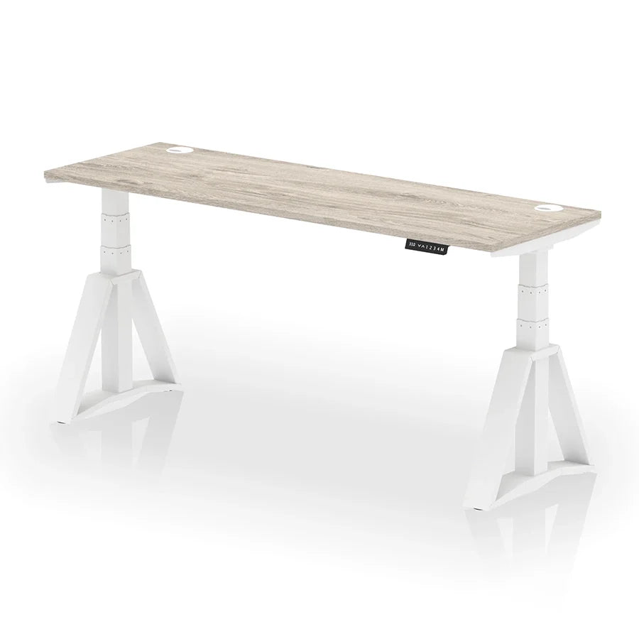 Air Height Adjustable Slimline Desk With Cable Ports With Piste Foot