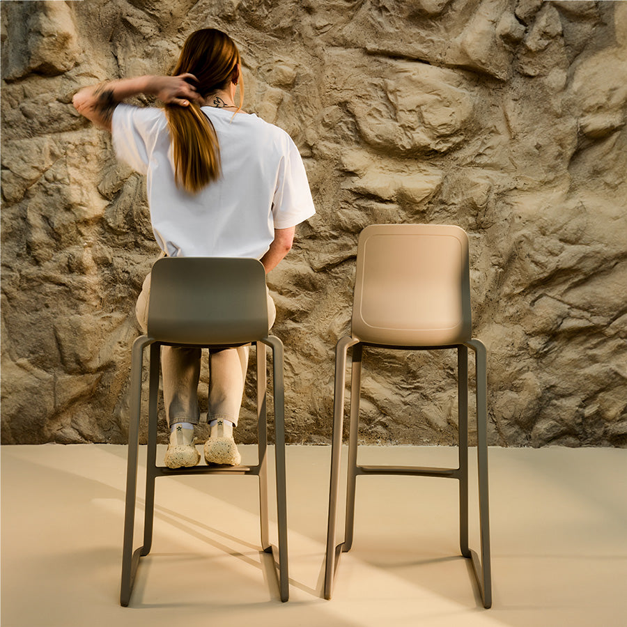 Hatton One Piece Midi and High Back Stools Back View Lifestyle Image 1