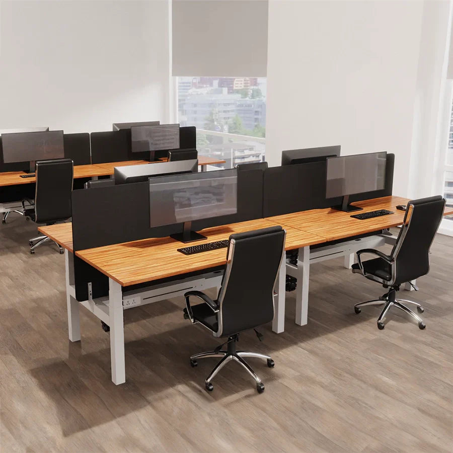 Air Back-to-Back Slimline Height Adjustable Bench Desk - 6 Person