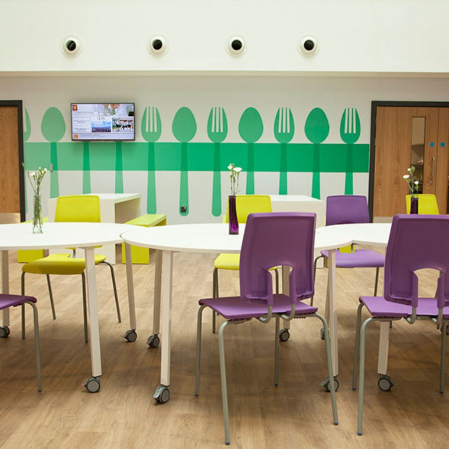 Hille SE Classic Chair Leaf and Purple Seat and Back with Light Grey Frame Lifestyle Image CS30130