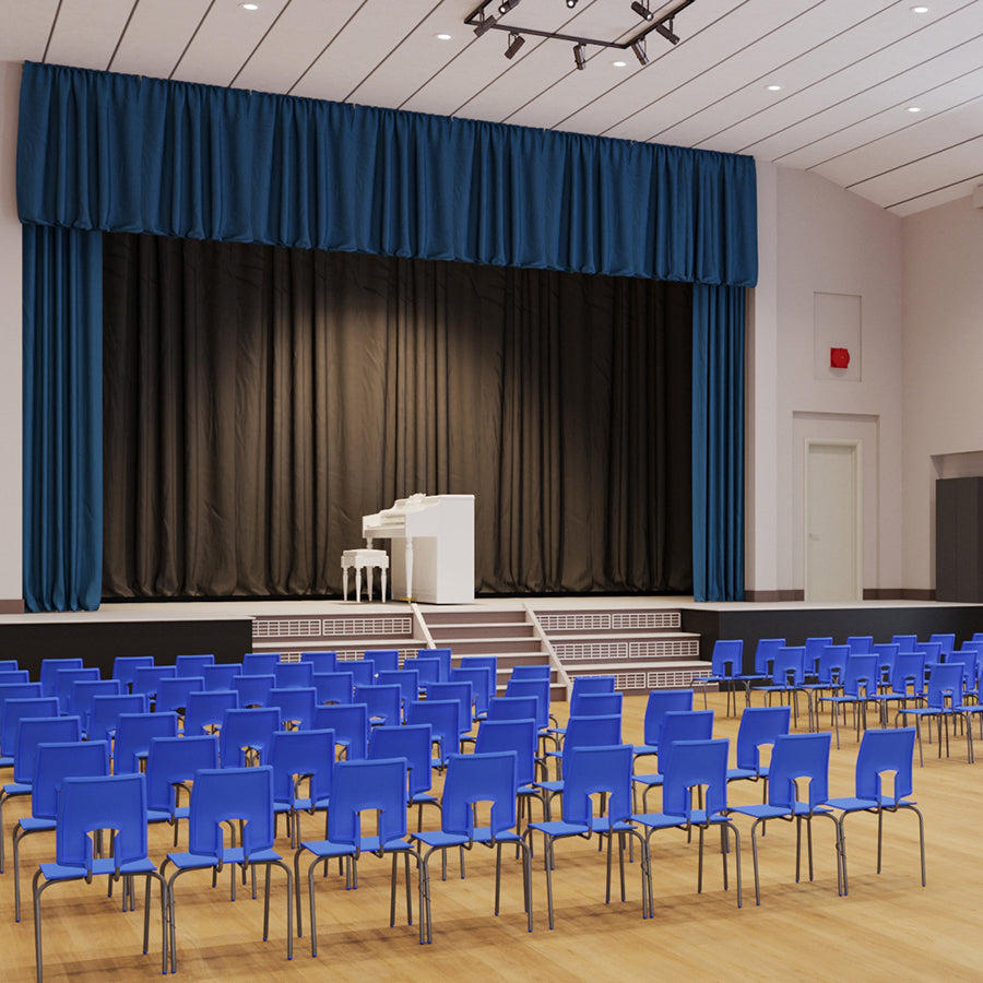 Hille SE Classic Chair Pacific Blue Seat and Back with Light Grey Frame School Hall CS30130