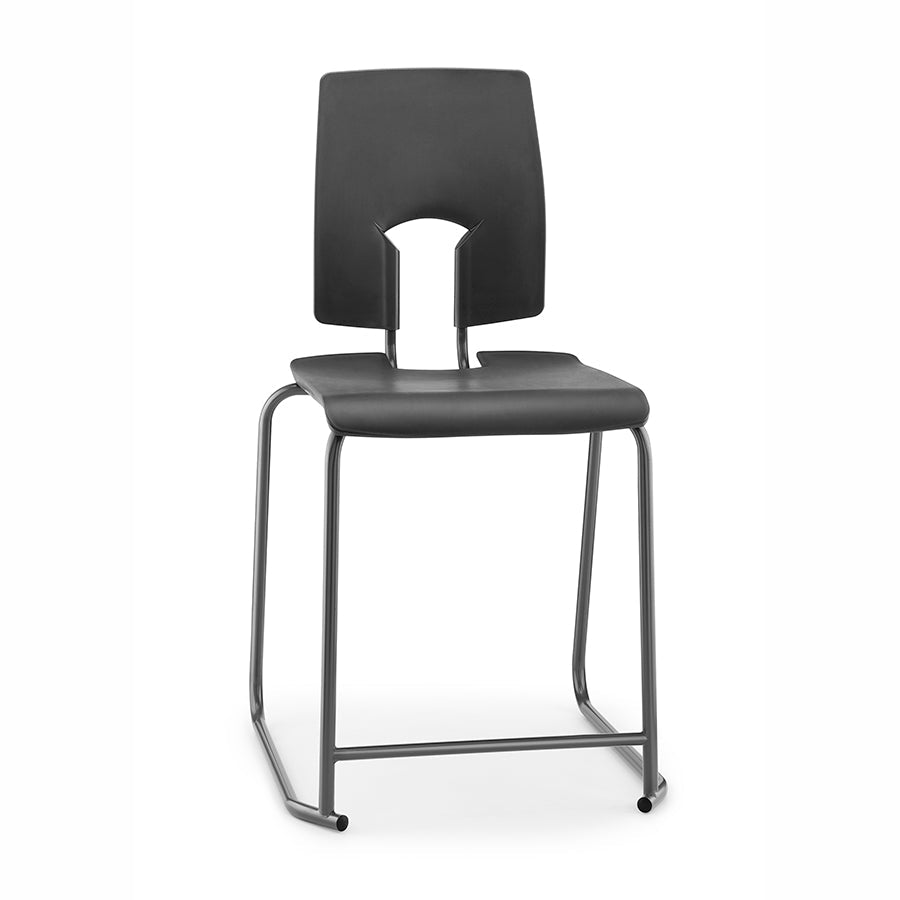 Hille SE Stool with Back Dark Grey Seat and Back with Dark Grey Frame SS30123