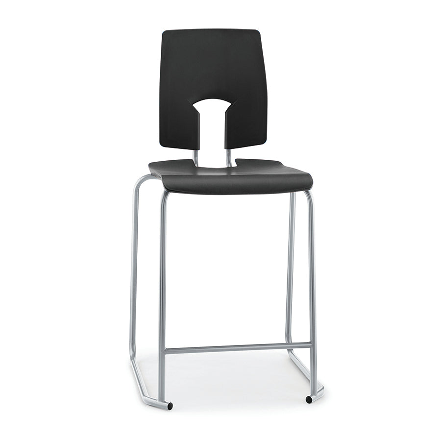 Hille SE Stool with Back Ebony Black Seat and Back with Light Grey Frame SS30124