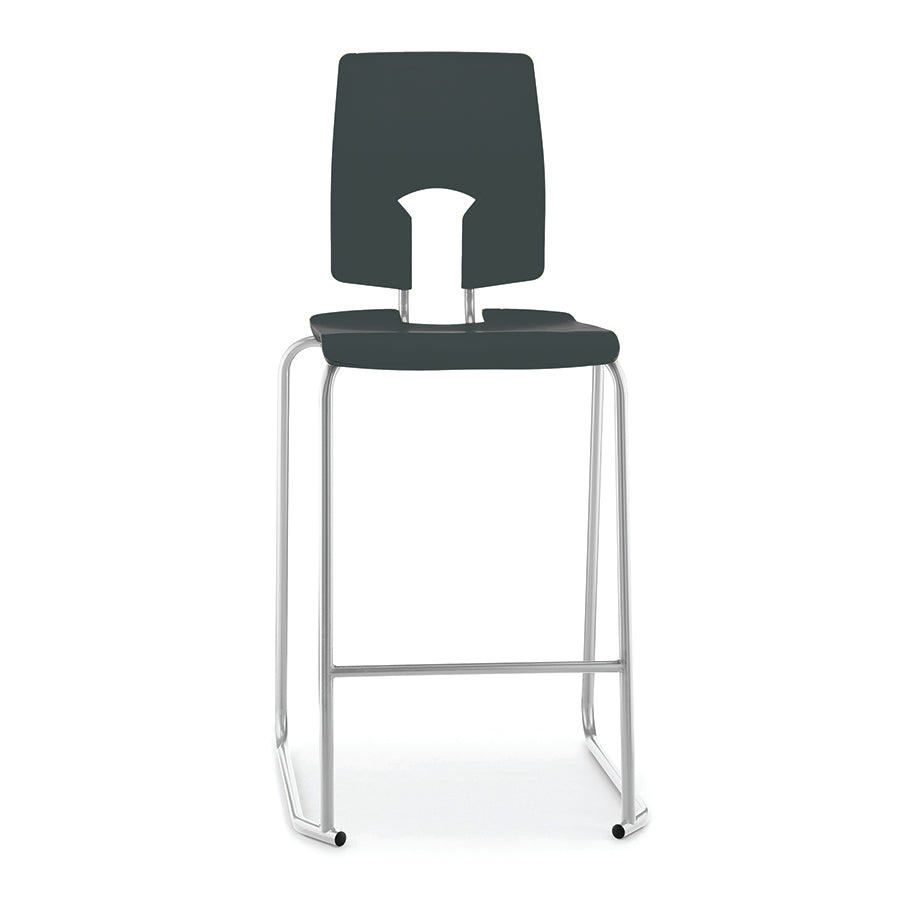 Hille SE Stool with Back Ebony Black Seat and Back with Light Grey Frame SS30125