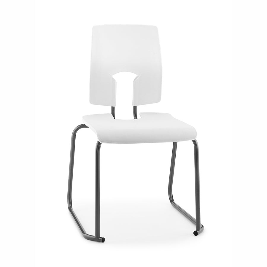 Hille SE Stool with Back Ivory White Seat and Back with Dark Grey Frame SS30122