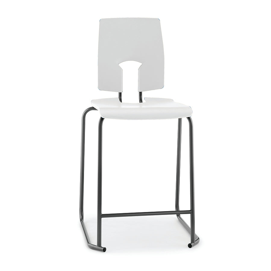 Hille SE Stool with Back Ivory White Seat and Back with Dark Grey Frame SS30124