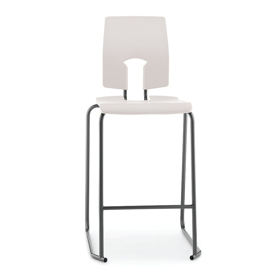 Hille SE Stool with Back Ivory White Seat and Back with Dark Grey Frame SS30125