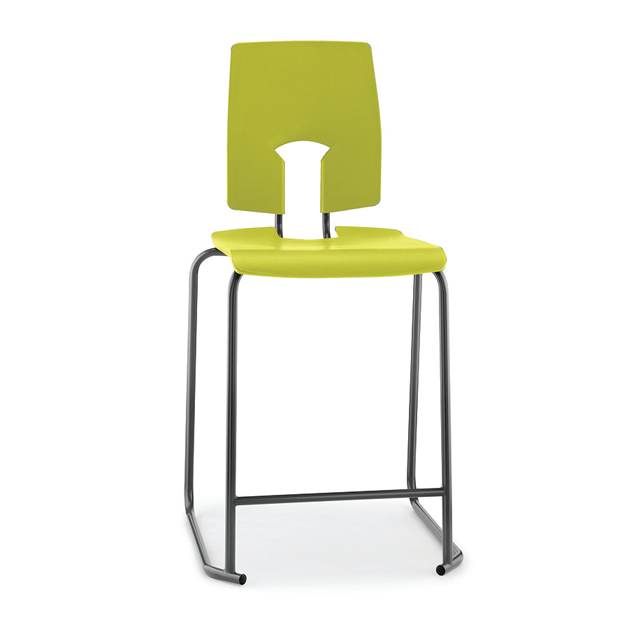Hille SE Stool with Back Leaf Seat and Back with Dark Grey Frame SS30124