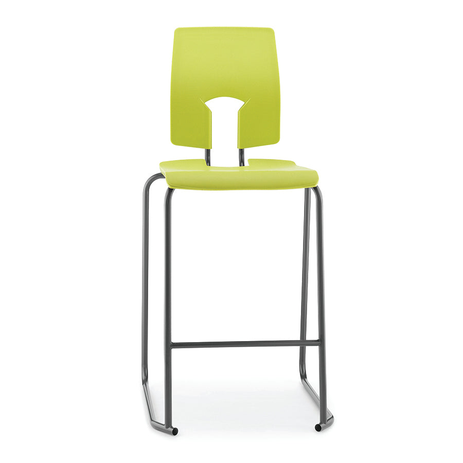 Hille SE Stool with Back Leaf Seat and Back with Dark Grey Frame SS30125 1