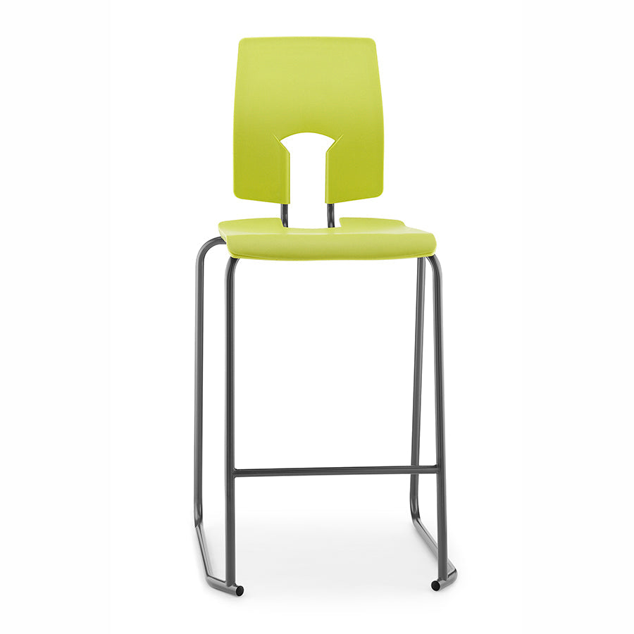 Hille SE Stool with Back Leaf Seat and Back with Dark Grey Frame SS30125
