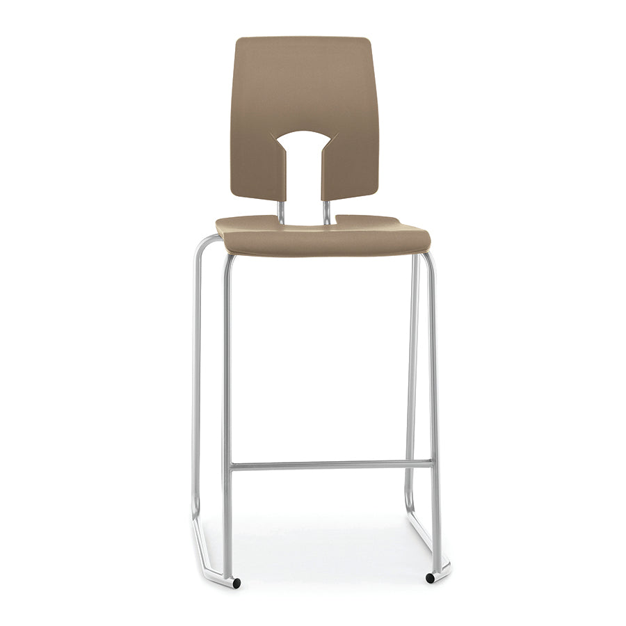 Hille SE Stool with Back Mocha Seat and Back with Light Grey Frame SS30125