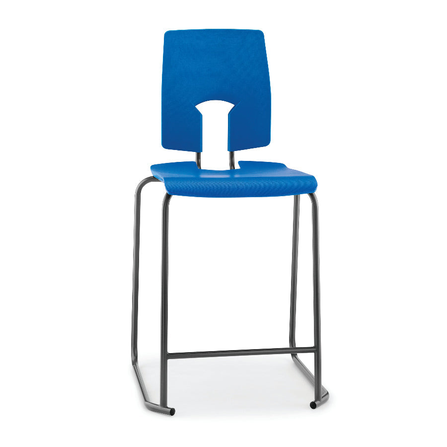 Hille SE Stool with Back Pacific Blue Seat and Back with Dark Grey Frame SS30124 1