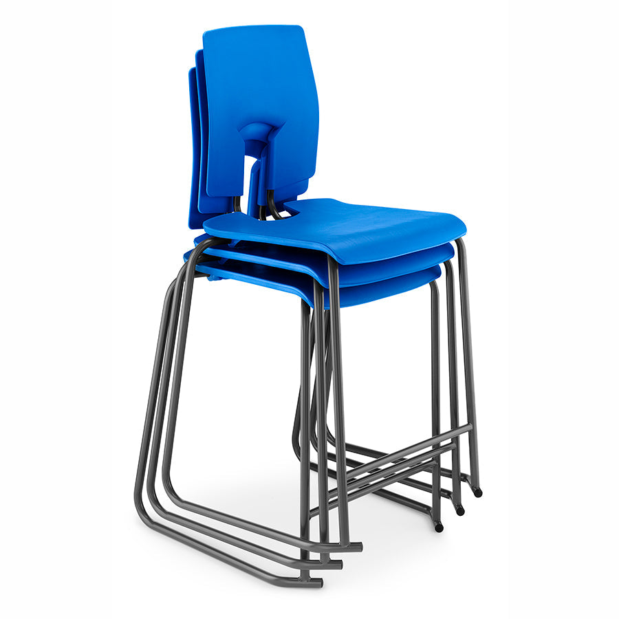 Hille SE Stool with Back Pacific Blue Seat and Back with Dark Grey stacked SS30125
