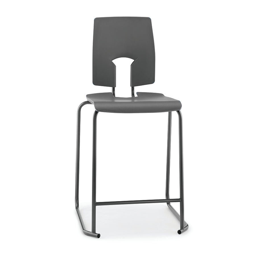 Hille SE Stool with Back Slate Grey Seat and Back with Dark Grey Frame SS30124