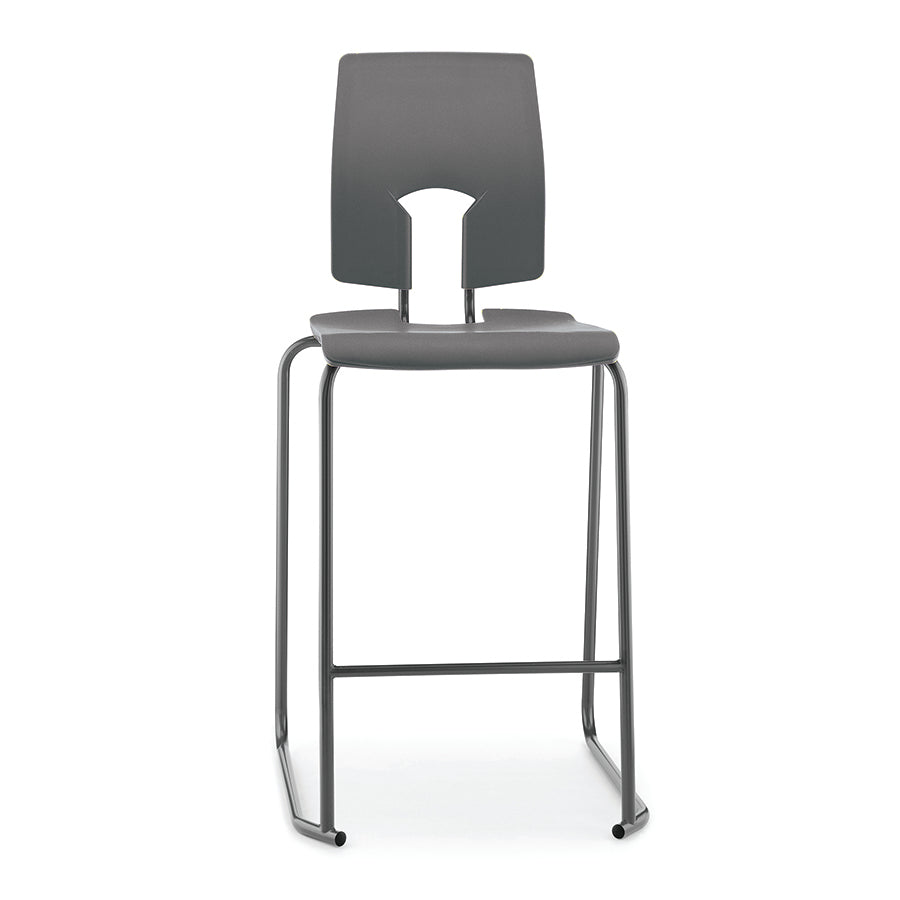 Hille SE Stool with Back Slate Grey Seat and Back with Dark Grey Frame SS30125 1
