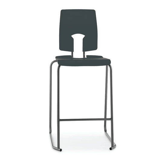 Hille SE Stool with Back Slate Grey Seat and Back with Dark Grey Frame SS30125