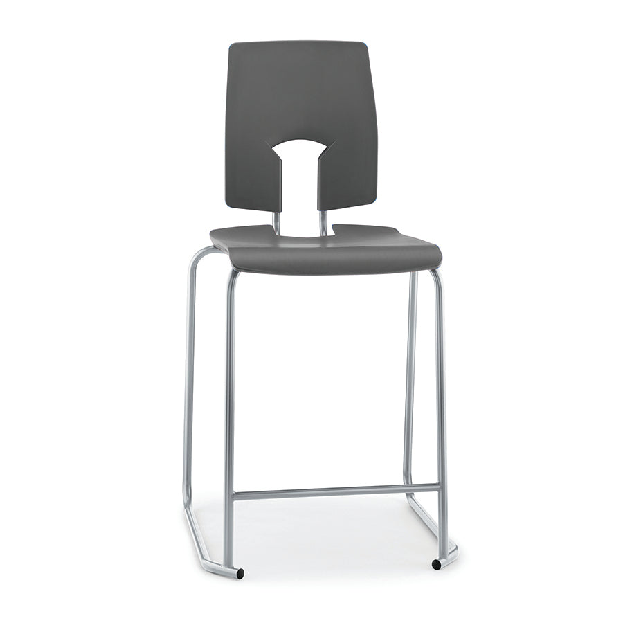 Hille SE Stool with Back Slate Grey Seat and Back with Light Grey Frame SS30124