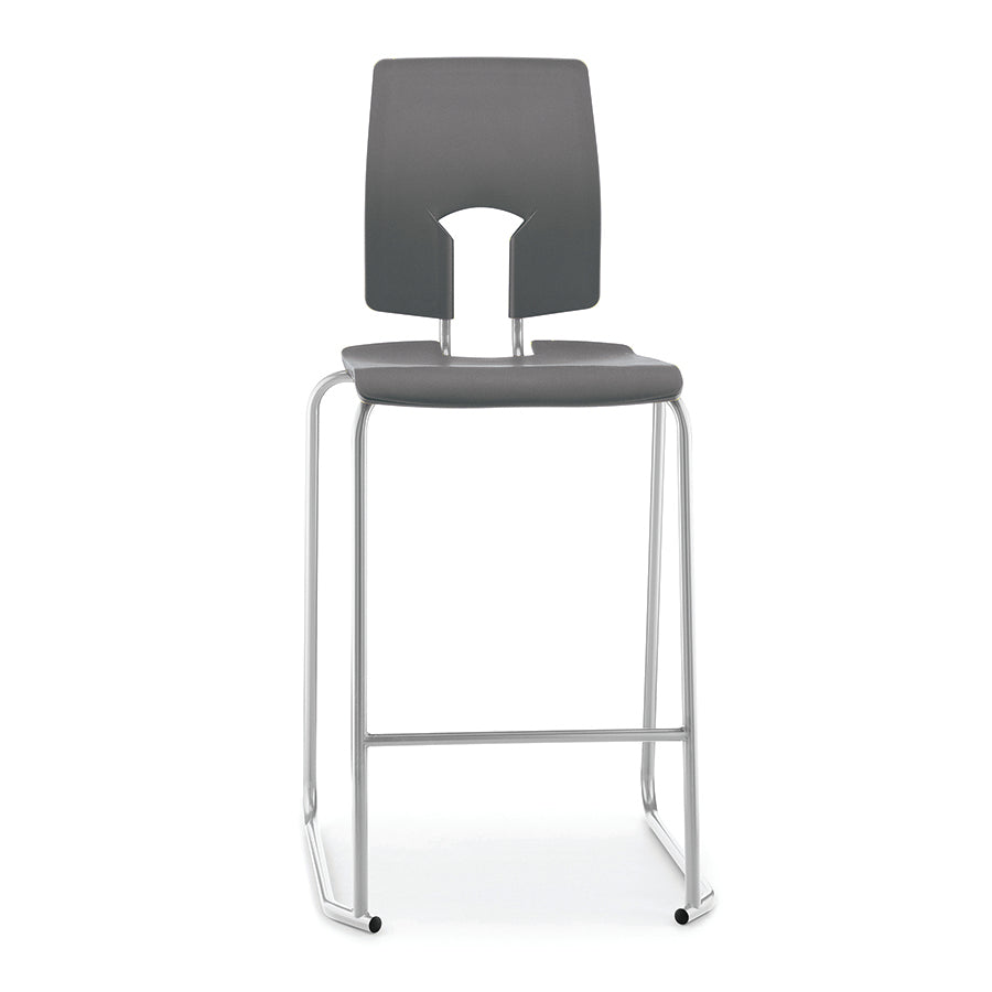 Hille SE Stool with Back Slate Grey Seatand Back with Light Grey Frame SS30125