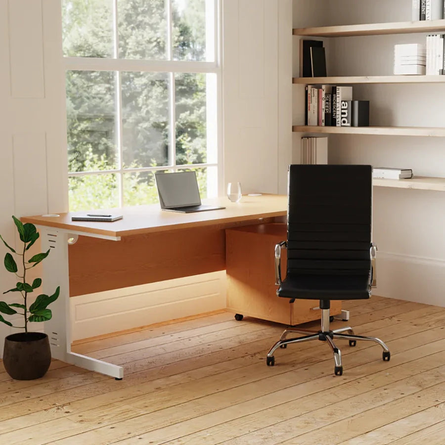 Nola Medium or High Back Black Faux Leather Office Chair