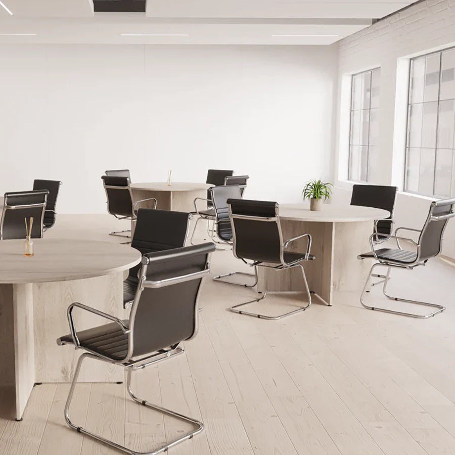 Nola Cantilever Faux Leather Visitor Chair With Arms