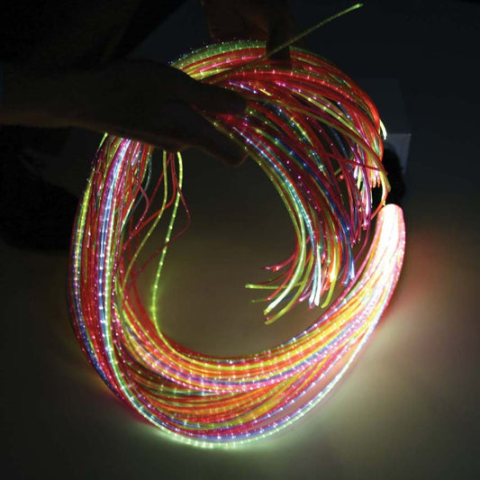 Mains White Sensory Twinkle Light Source With 100 x 1000mm Rainbow Strands