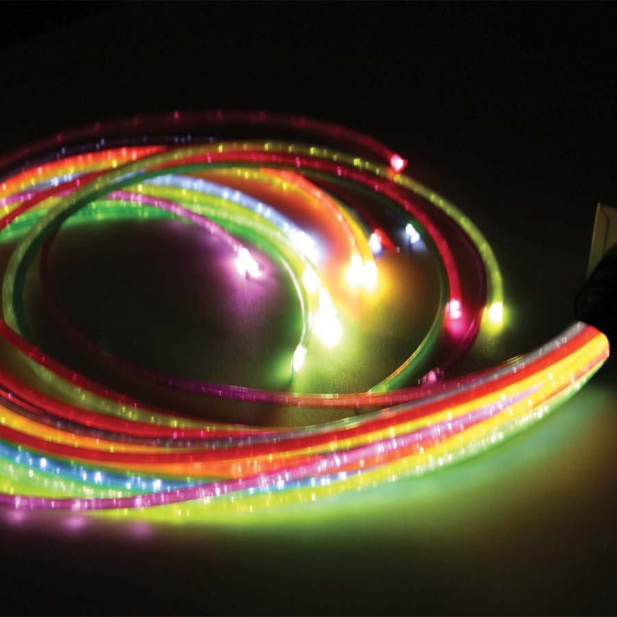 Mains White Sensory Twinkle Light Source With 15 x 1000mm Jumbo Rainbow Strands