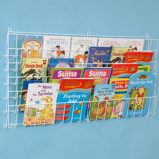 Horizontal Wall Mounted Book Rack - 6 Shallow Shelves