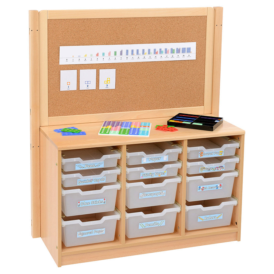 Kebrico Room Scene 3 Bay A4 6 Deep/ 6 Shallow Clear Tray Unit With Cork/Drywipe Divider 139735.2 98277 2