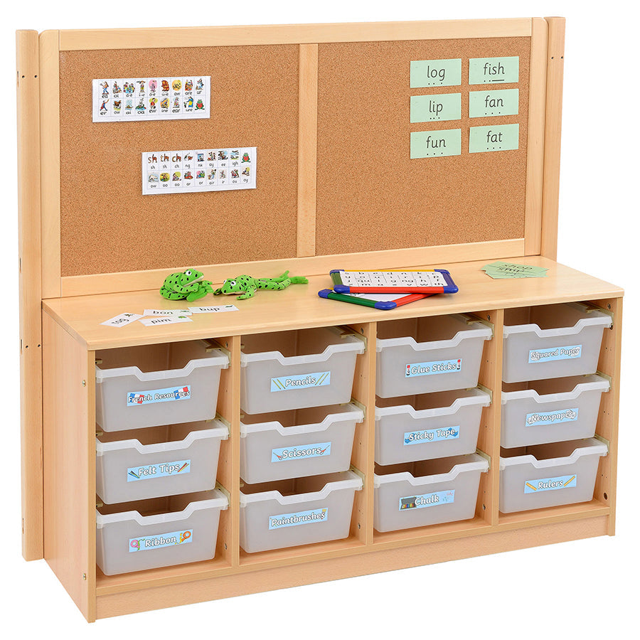 Kebrico Room Scene 4 Bay A4 12 Deep Clear Tray Unit With Cork/Drywipe Divider 139736.2 98278 2