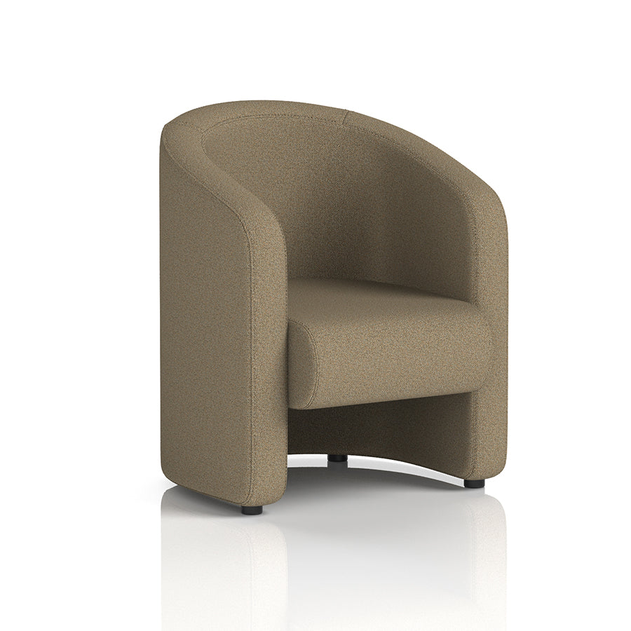 Lamport Armchair with black feet in Main Line Flax Bank Fabric