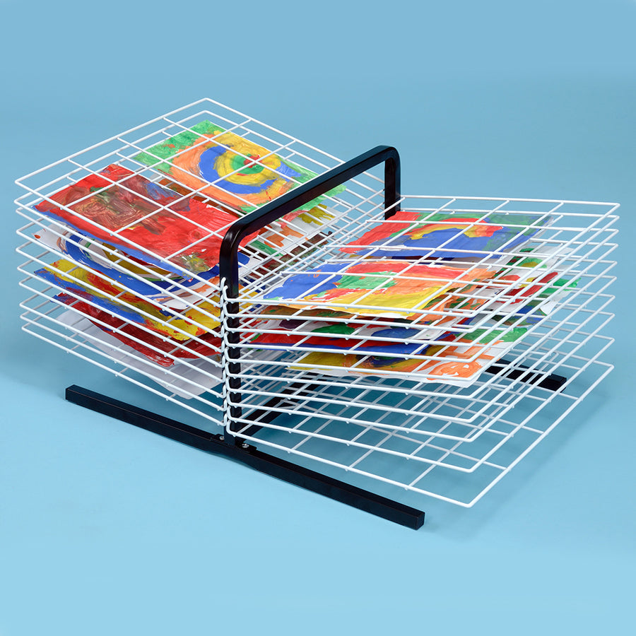 MD30130 Table Top Art Drying Rack 20 Shelf with artwork and blue background