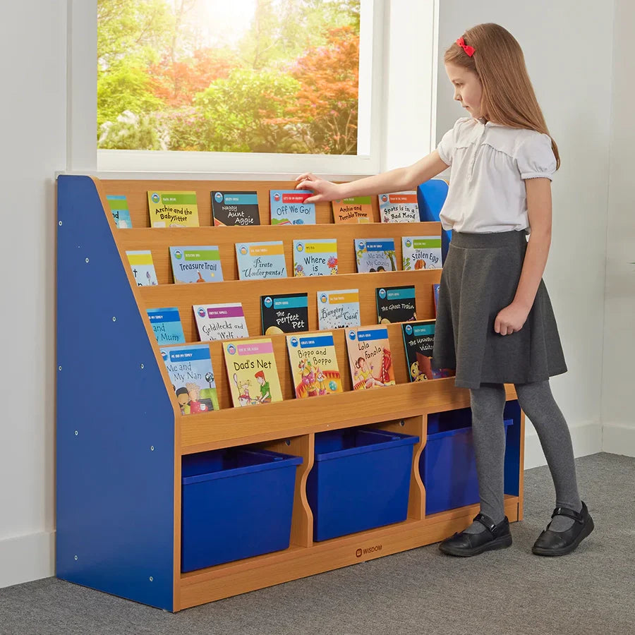 Milan Tiered Bookcase With 3 Blue Trays BO30585 3