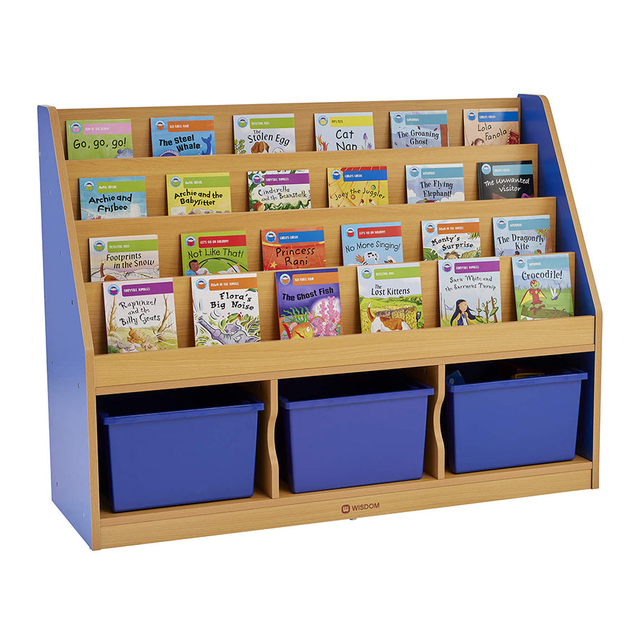 Milan Tiered Bookcase With 3 Blue Trays BO30585 5