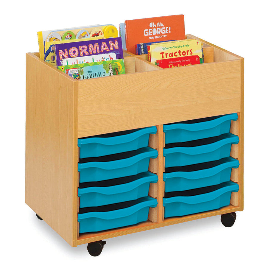 Monarch Calypso 4 Bay Kinderbox with 8 Single Trays Beech Cyan Monarch trays