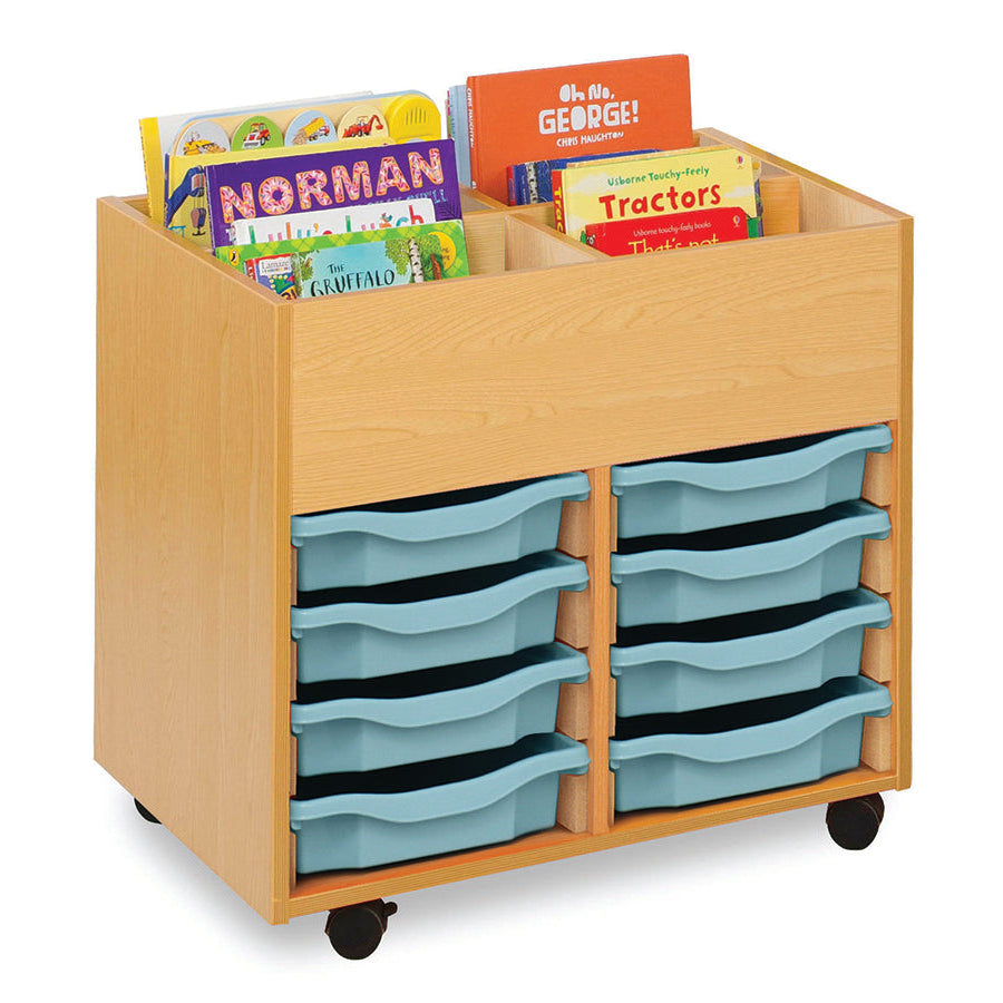 Monarch Calypso 4 Bay Kinderbox with 8 Single Trays Beech Light Blue Monarch trays