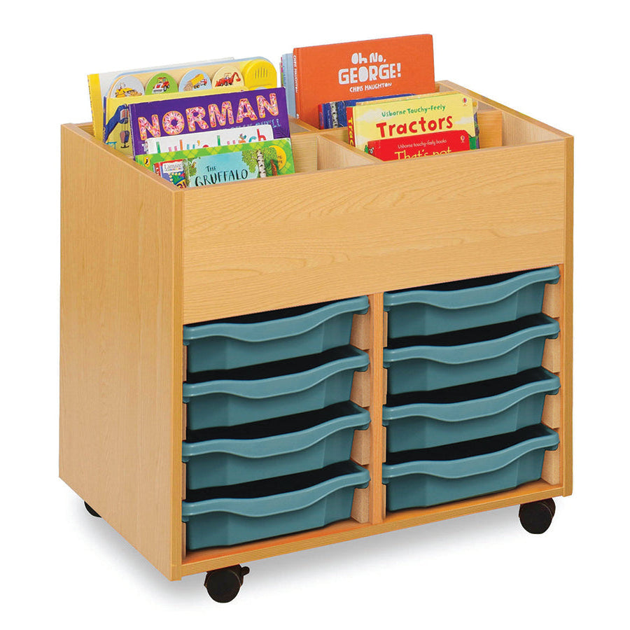 Monarch Calypso 4 Bay Kinderbox with 8 Single Trays Beech Metal Blue Monarch trays