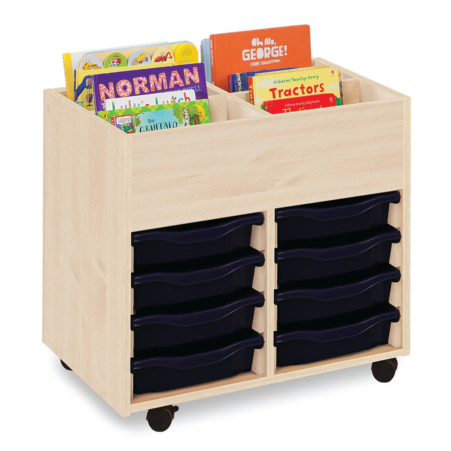 Monarch Calypso 4 Bay Kinderbox with 8 Single Trays Maple Dark Blue Monarch trays