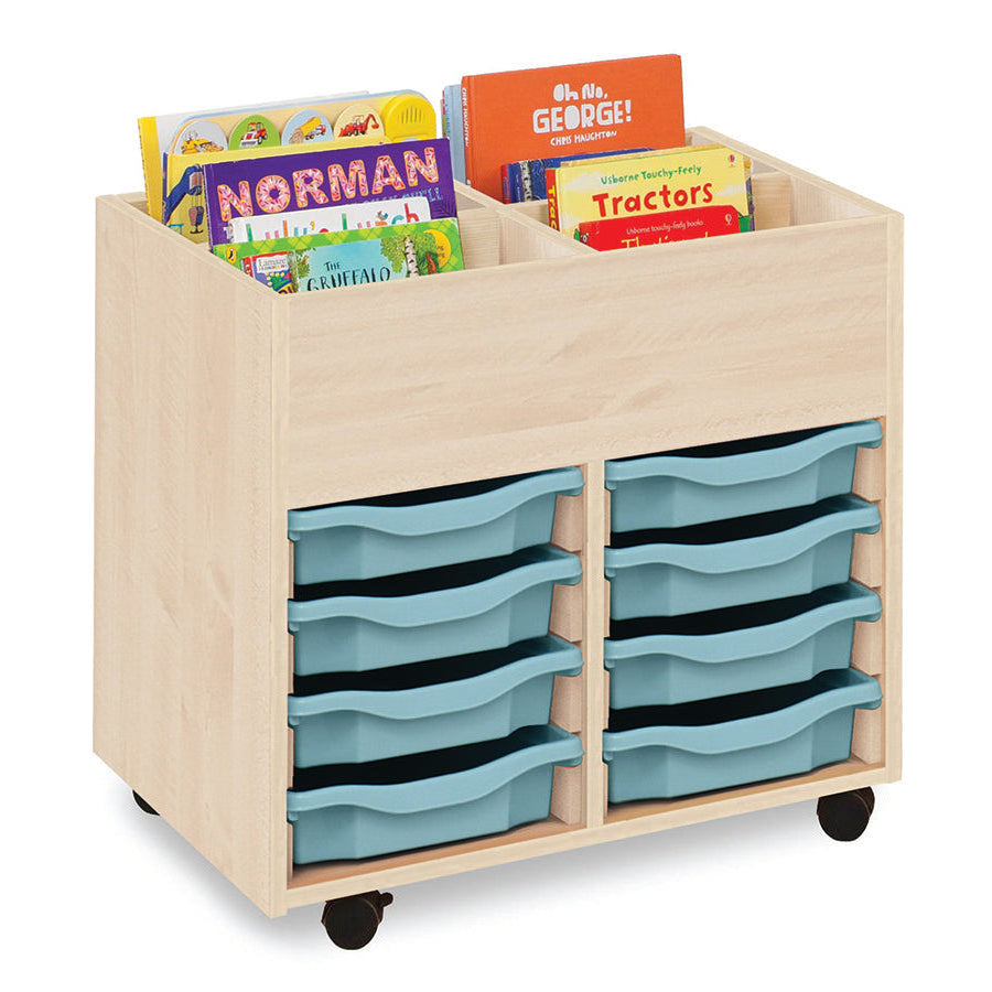 Monarch Calypso 4 Bay Kinderbox with 8 Single Trays Maple Light Blue Monarch trays